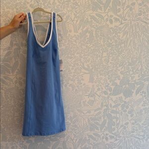 Beyond Yoga Light Blue Mini Dress with White Trim